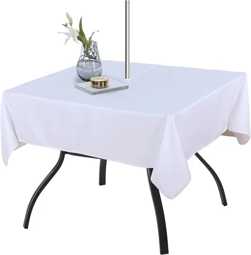 Miniatura 24 de Fitable Cubierta de Mesa Ovalada Oblonga para Exteriores e Interiores - Mantel Lavable Impermeable Sin Arrugas con Cremallera y Orificio para Beige