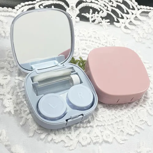 Miniatura 4 de Kit de viaje para lentes de contacto, a prueba de fugas, lindo aplicador de lentes de contacto con botella de solución de espejo para uso diario al