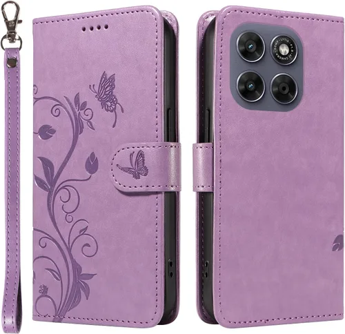 Miniatura 86 de Funda para Motorola Moto E22/E22i, piel sintética, con tarjetero y correa para la muñeca, a prueba de golpes, funda magnética para Motorola Moto Rojo