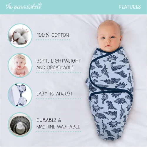 Miniatura 2 de The Peanutshell Juego de 3 mantas para bebé, saco de dormir para recién nacido, saco de dormir para recién nacidos, saco de recién nacidos de 0 a 3