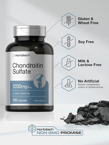 Miniatura 4 de Horbaäch Sulfato de condroitina 1200 mg 120 cápsulas Suplemento sin OMG y sin gluten