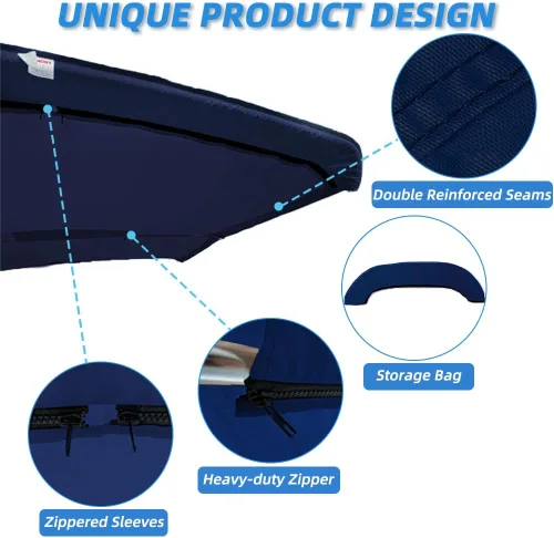 Miniatura 4 de 4 Bow Marine Grade Bimini Top Replacement Cover, Heavy-Duty Waterproof and UV-Proof Boat Canopy, Fade and Crack Resistant Easy Install Zipper