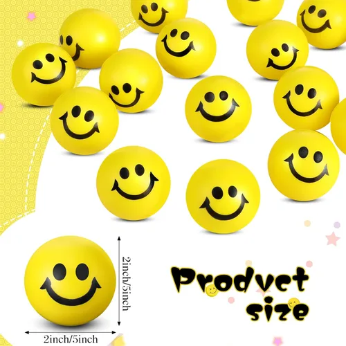 Miniatura 2 de Vinsot 100 bolas de estrés de cara sonriente a granel de 2 pulgadas, mini juguetes de espuma para el regreso a clases, recompensas para el aula