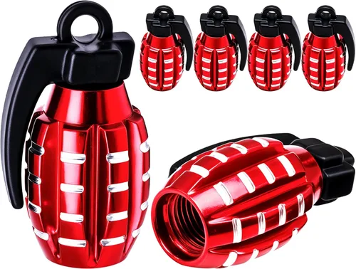 6 tapas de válvula de neumático, cubiertas universales de válvula de neumático de aleación de aluminio para automóviles, camiones, SUV, Rojo