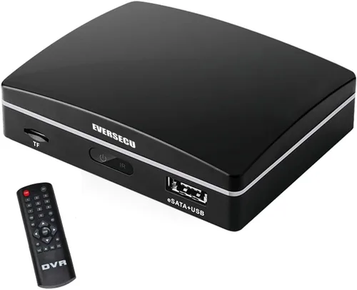 Eversecu Mini grabadora de video CCTV de 4 canales, soporte híbrido DVR/NVR 1080P AHD/HD-TVI/HD-CVI/CVBS y cámaras IP, compatible con tarjeta E-Sata