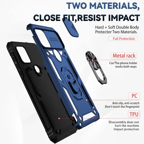 Miniatura 5 de Funda para Moto G Stylus 5G (2021) con cubierta deslizante para cámara y [2 paquetes] a prueba de explosiones, soporte de anillo giratorio de 360°