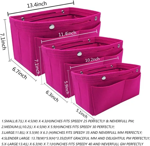 Miniatura 22 de LEXSION Organizador de fieltro para bolso – Bolsa de bolsillo múltiple en bolsa organizadora