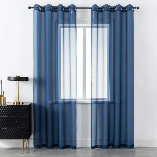 Miniatura 18 de DUALIFE Cortinas Amarillas de 72 Pulgadas de Largo para Dormitorio Juego de 2 Paneles con Ojales Ventana Semi Voile Filtrado de Luz Cortinas