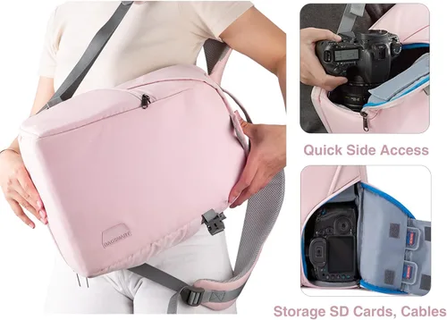 Miniatura 4 de BAGSMART Bolsa para cámara, mochila para cámara, funda para cámara DSLR SLR que se ajusta a laptop de 13.3 pulgadas, mochilas de fotografía Rosa