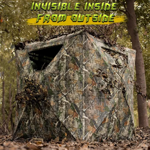 Miniatura 3 de Lenotos Hunting Blind, 2 Person Pop Up Blinds 360 Degree See Through, Portable Durable Hunting Ground Blinds for Deer & Turkey Hunting