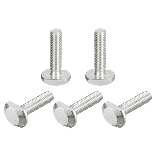 Miniatura 17 de uxcell Pernos de ranura en T, 5 unidades M5x25mm Pernos deslizantes de caída en T de acero inoxidable 304 con forma de T para pista en T
