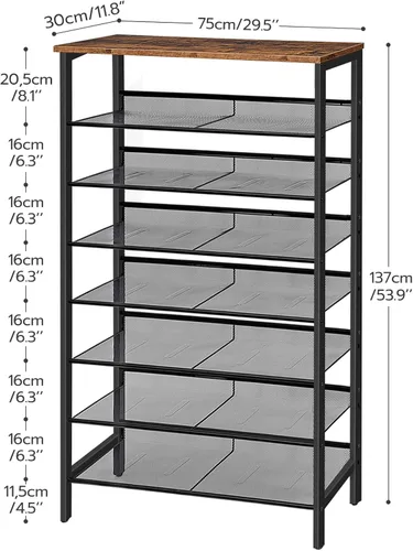 Miniatura 2 de HOOBRO - Estantería para zapatos de 8 niveles, estante para zapatos de 29.5"L, organizador de almacenamiento de zapatos de gran capacidad para 21-24
