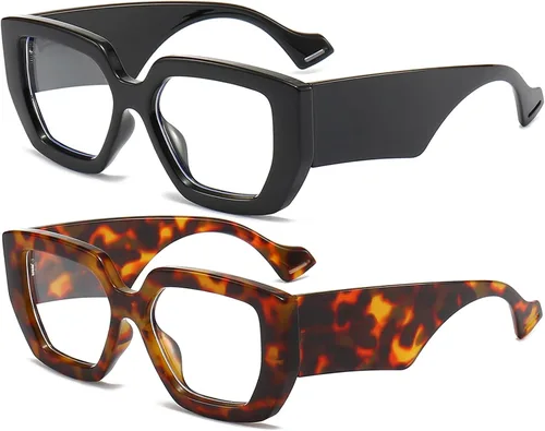 Miniatura 27 de AIEYEZO Gafas de luz azul con marco grueso para hombres y mujeres, gafas cuadradas de moda para computadora, antifatiga ocular y previenen el dolor