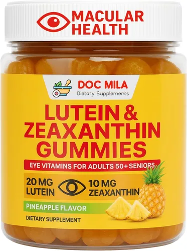 Gomitas de luteína y zeaxantina - Vitaminas oculares para adultos mayores de 50 años - Suplementos de salud ocular para más de 50 adultos - Luteina
