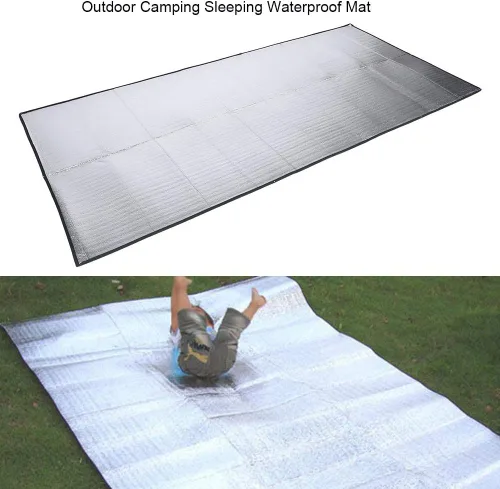 Miniatura 4 de FILFEEL Alfombrilla de colchón de EVA para dormir de papel de aluminio para acampar al aire libre, senderismo, viajes, picnic, plateado