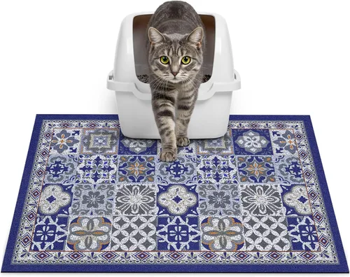 Miniatura 58 de Glittme Alfombrilla de Arena para Gatos con Base Antideslizante, Alfombrilla de Caja de Arena Impermeable que Atrapa la Arena, Fácil de Limpiar