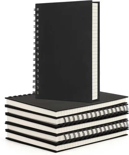 Miniatura 14 de EUSOAR - Cuaderno de espiral rayado universitario, paquete de 3 en negro A5 de 5.5" x 8.3", papel desprendible, tapa dura gruesa, 160 páginas / 80