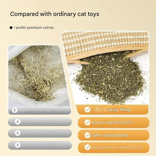 Miniatura 3 de Juguete interactivo masticable con hierba gatera para gatos, almohadas de hierba gatera para gatos, juguetes arrugados para gatos, almohada de sisal