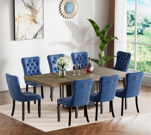 Miniatura 10 de Juego de mesa de comedor extensible de 5 piezas, juego de mesa de comedor extensible de estilo granja para 4, mesa de cocina expandible de madera
