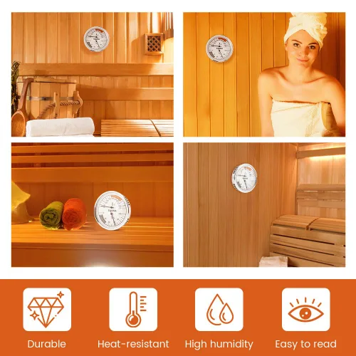 Miniatura 7 de Termómetro e higrómetro de sauna, medidor de temperatura colgante 2 en 1 y termostato con puntos pegajosos, pantalla de 3.9 pulgadas, 70-250 °F