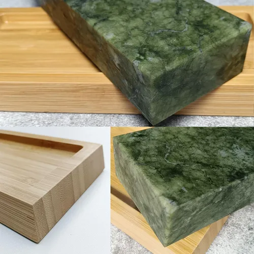 Miniatura 4 de Piedra de afilar de pulido de gran tamaño, grano 10000 # afilador de cuchillos piedra de afilar final pulido fino piedra aceitosa verde natural