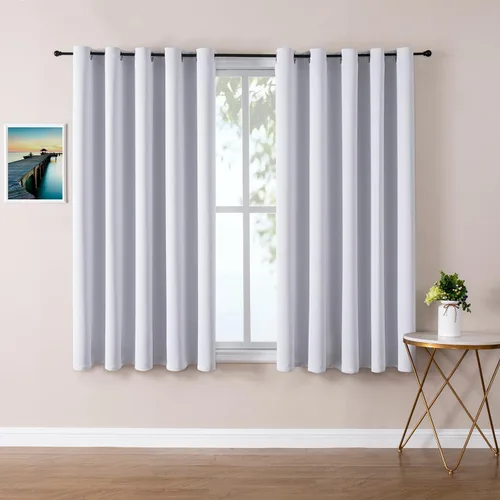 Miniatura 86 de ChrisDowa - Cortinas de cenefa pequeñas para cocina, cortinas cortas con ojales y aislamiento térmico para oscurecer la sala y habitación