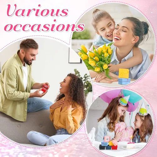 Miniatura 5 de 72 cajas de anillos de 1.6 x 1.6 pulgadas, caja de joyería de cartón duro con lazo de cinta, pequeñas cajas de regalo para pequeñas empresas