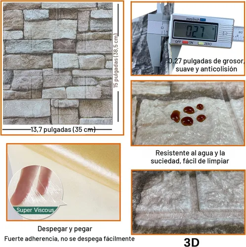 Miniatura 5 de 20 paneles de pared 3D para despegar y pegar, papel tapiz de ladrillo 3D para despegar y pegar, panel de pared de piedra sintética, ladrillo de Rock