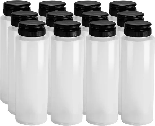 Miniatura 3 de Pinnacle Mercantile Botellas de plástico para condimentos con rociador y dispensador con tapa de bisagra negra grande de 32 onzas, vacías, paquete