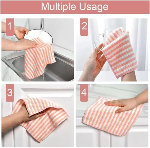 Miniatura 5 de Paquete de 12 trapos de limpieza de cocina de microfibra súper absorbentes, paños de limpieza para platos, multiusos, reutilizables, para polvo