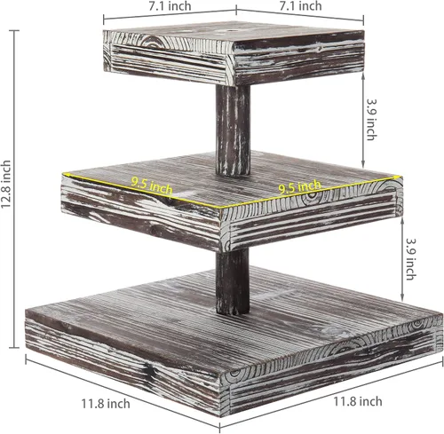 Miniatura 5 de MyGift Soporte para cupcakes de 3 niveles, soporte de exhibición de postres de madera soplada, bandeja escalonada para pasteles, decoración de mesa