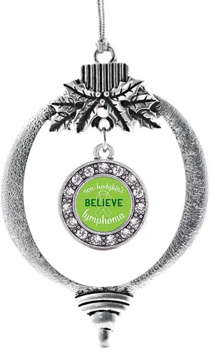 Miniatura 179 de Inspired Silver - Twin One - Adorno festivo de Navidad de plata - Adorno festivo de árbol de Navidad con dije de círculo y circonita cúbica
