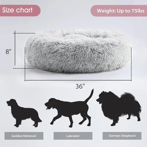 Miniatura 51 de WESTERN HOME WH Cama calmante para perros y gatos, dona acogedora anti-ansiedad, cama redonda cálida y acogedora de piel sintética, suave y azul