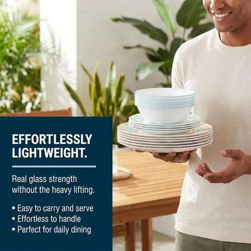Miniatura 3 de Corelle Terracotta Dreams - Juego de vajilla para 6 platos llanos de 18 piezas, platos de aperitivo y cuencos de 18 onzas, apto para lavavajillas
