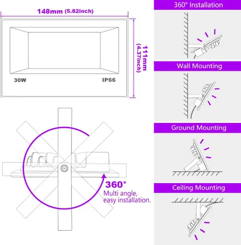 Miniatura 7 de MELPO Luz negra de 30 W LED de luz negra para exteriores para fiesta brillante, decoración de Halloween, pintura corporal, póster fluorescente