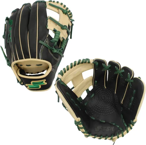 SSK Z5 Craftsman Guante de béisbol para infield – 11.25” - 11.5” - 11.75” - 12” – Lanzamiento con mano derecha y izquierda Negro/Camel/Bosque