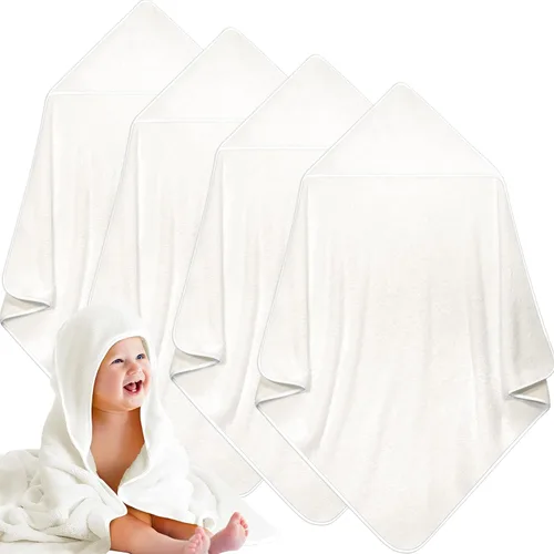 Miniatura 14 de Reginary Paquete de 4 toallas con capucha para bebé, toallas de baño de forro polar coral para bebé, 30 x 30 pulgadas, suaves y absorbentes, manta