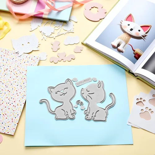 Miniatura 5 de Troqueles de corte de gatos para hacer tarjetas, plantillas de corte para álbumes de recortes, álbum de fotos, troqueles de papel decorativo