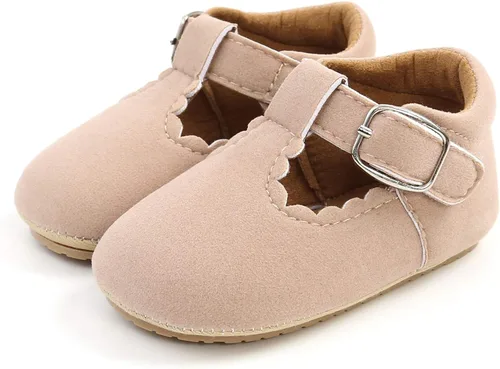 Miniatura 6 de SOFMUO Zapatos deportivos de cuero con cordones para bebés y niñas con suela de goma suave, mocasines Oxford para recién nacidos, mocasines