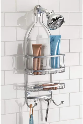 Miniatura 4 de iDesign - Organizador de ducha colgante extra ancho de metal, colección York, 10 x 4 x 22 pulgadas, plateado Plata