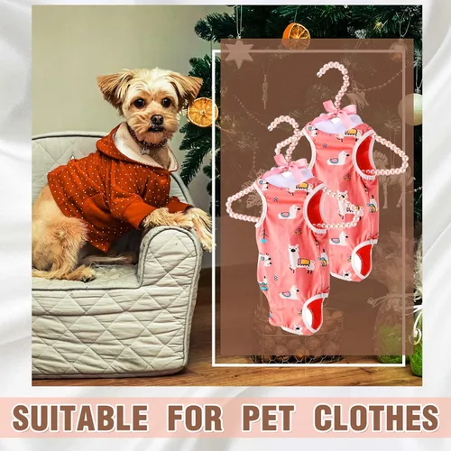 Miniatura 4 de Threan Rosa 12 piezas de perchas de ropa con cuentas de perlas mini con cuentas de perlas pequeñas de metal con cinta, estándar para niños, bebés