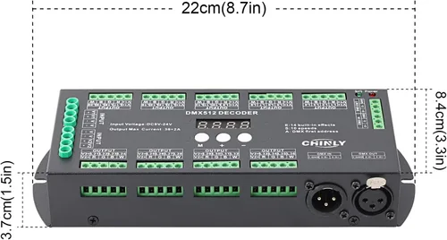 Miniatura 3 de Decodificador DMX de 36 canales, 72A RGBW llevó la luz dmx controlador digital DMX512 Dimmer DC9V-24V 8 bits 2A/CH