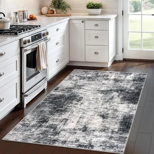 Miniatura 1061 de IOHOUZE Alfombra abstracta lavable de 3 x 12 pies para pasillos, antideslizante para cocina, camino de entrada de lana sintética para interiores