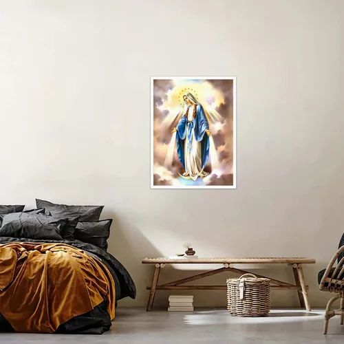 Miniatura 5 de NONBER Póster vintage de arte religioso de la Virgen María, póster de arte católico, pintura en lienzo, cuadros de arte de pared, 12 x 16 pulgadas
