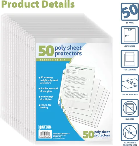 Miniatura 3 de Better Office Products Fundas de plástico para papel Better Office, 50