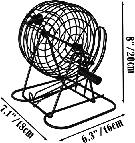 Miniatura 3 de Yuanhe Juego de Bingo de Lujo - Incluye Jaula Rotatoria de Metal de 8" con Bolsa de Almacenamiento Grande, 1000 Fichas Coloridas, 100 Tarjetas