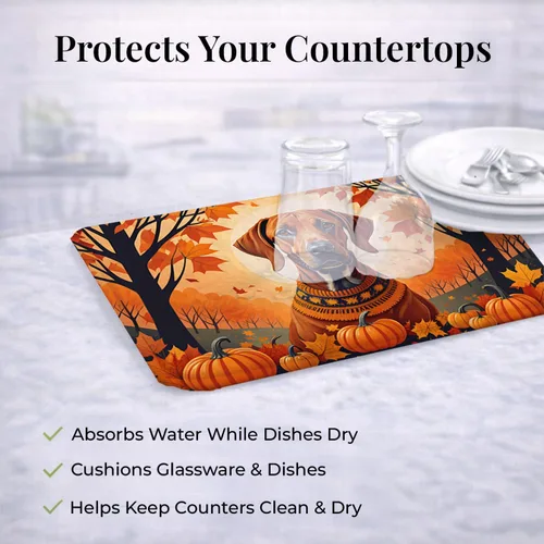 Miniatura 7 de Caroline's Treasures DAC1066DDM Rhodesian Ridgeback - Tapete de secado de platos absorbente para encimera de cocina, tapete escurridor de platos