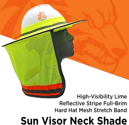 Miniatura 2 de WOLF Industrial Products Sombrero Duro de Alta Visibilidad Naranja Reflectante de Ala Completa con Visera de Malla y Protección para el Cuello
