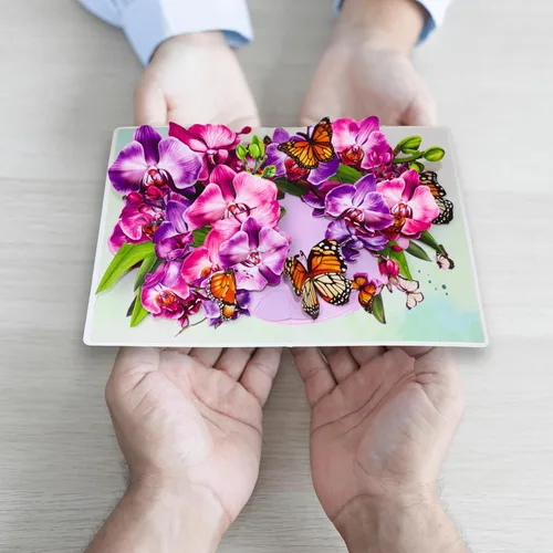 Miniatura 6 de CUTE POPUP Tarjeta de agradecimiento 3D emergente de orquídea y mariposa, elegante tarjeta de felicitación floral para mujeres, mamá, amiga