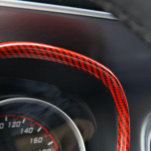 Miniatura 4 de crosselec Cubierta de marco de panel de medidor de tablero de fibra de carbono, accesorios de decoración interior para Dodge Charger 2015-2021 (rojo)